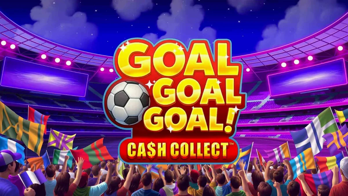 Tampilan visual slot Goal Goal Goal: Cash Collect dengan tema stadion sepak bola