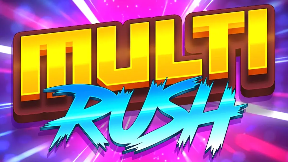 Tampilan visual neon dan simbol buah klasik pada slot Multi Rush