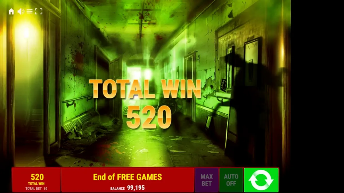 Tampilan visual slot Book of Madness Deluxe dengan tema rumah sakit jiwa yang mencekam