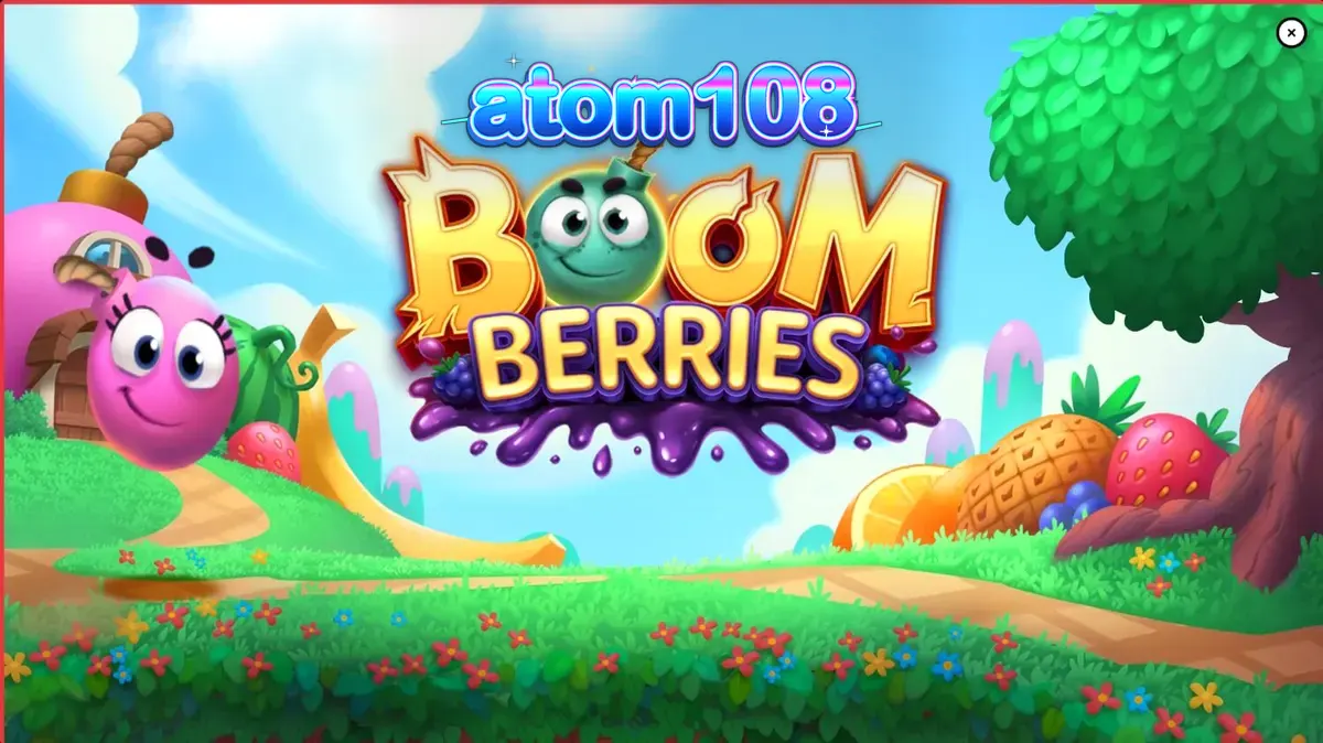 Tampilan visual slot Boomberries dengan tema desa buah yang ceria